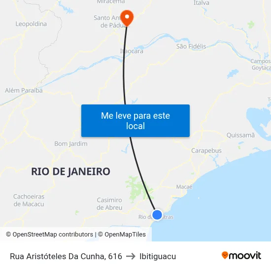Rua Aristóteles Da Cunha, 616 to Ibitiguacu map