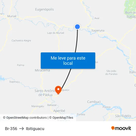 Br-356 to Ibitiguacu map