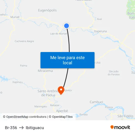 Br-356 to Ibitiguacu map