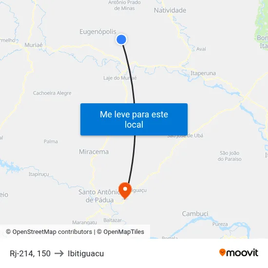 Rj-214, 150 to Ibitiguacu map
