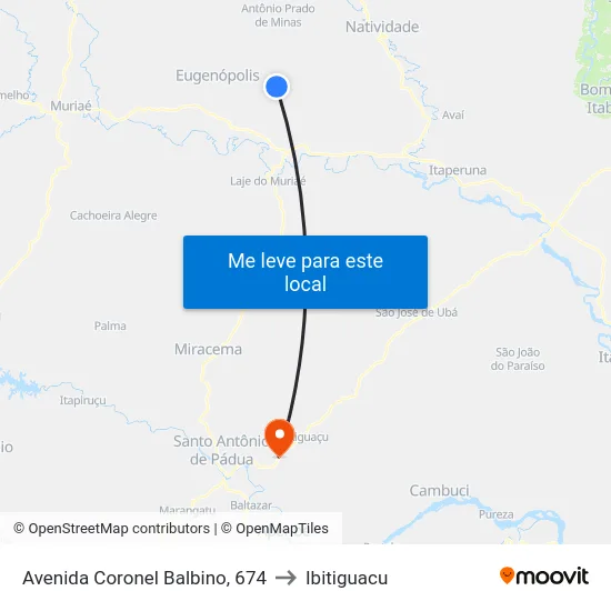 Avenida Coronel Balbino, 674 to Ibitiguacu map