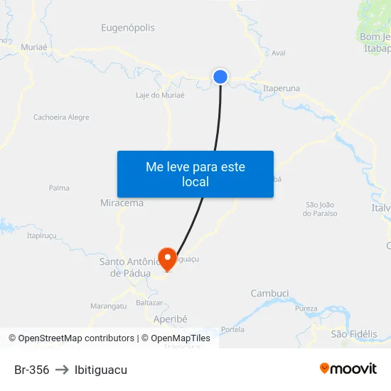 Br-356 to Ibitiguacu map