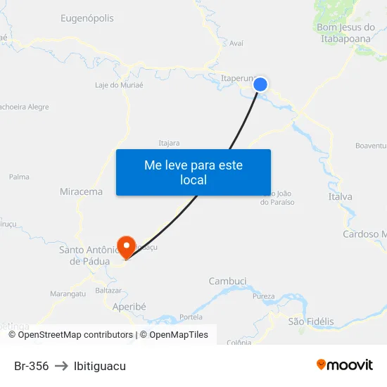Br-356 to Ibitiguacu map