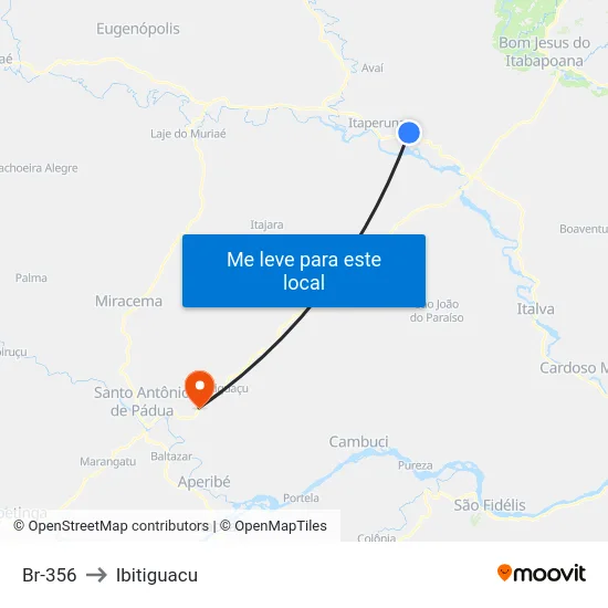 Br-356 to Ibitiguacu map