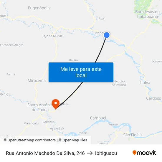 Rua Antonio Machado Da Silva, 246 to Ibitiguacu map