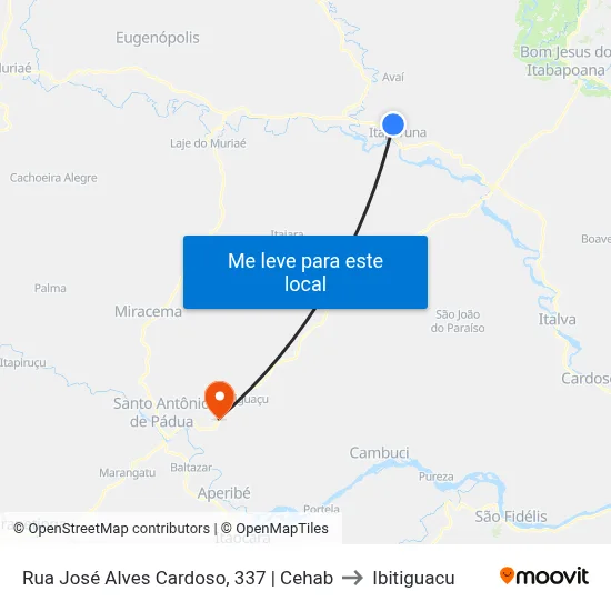 Rua José Alves Cardoso, 337 | Cehab to Ibitiguacu map