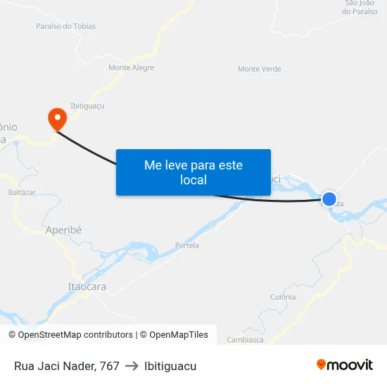 Rua Jaci Nader, 767 to Ibitiguacu map