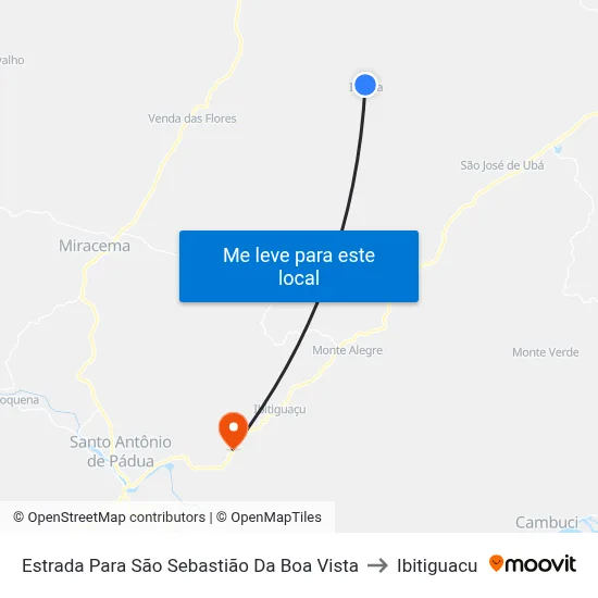 Estrada Para São Sebastião Da Boa Vista to Ibitiguacu map