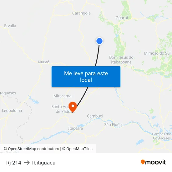 Rj-214 to Ibitiguacu map