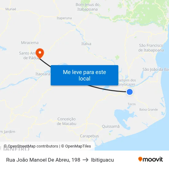 Rua João Manoel De Abreu, 198 to Ibitiguacu map
