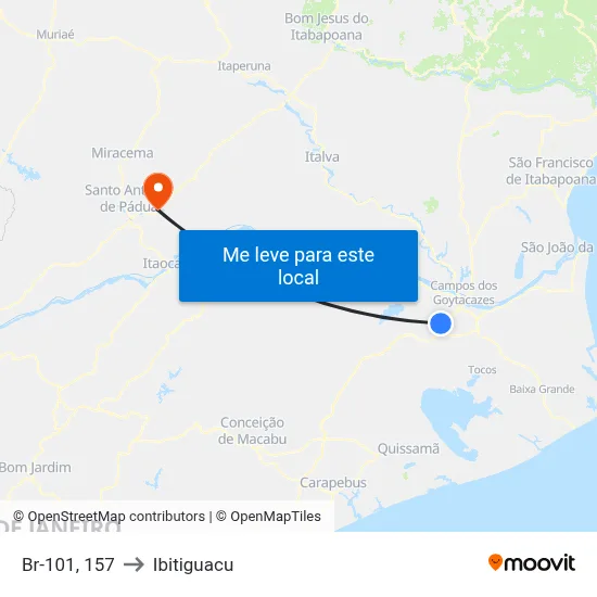 Br-101, 157 to Ibitiguacu map