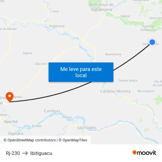 Rj-230 to Ibitiguacu map