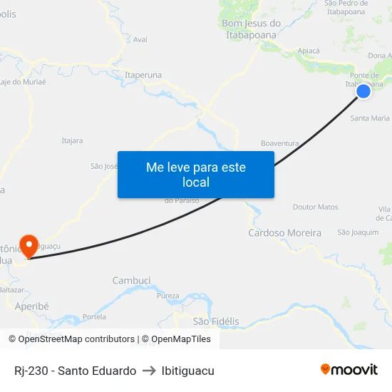 Rj-230 - Santo Eduardo to Ibitiguacu map