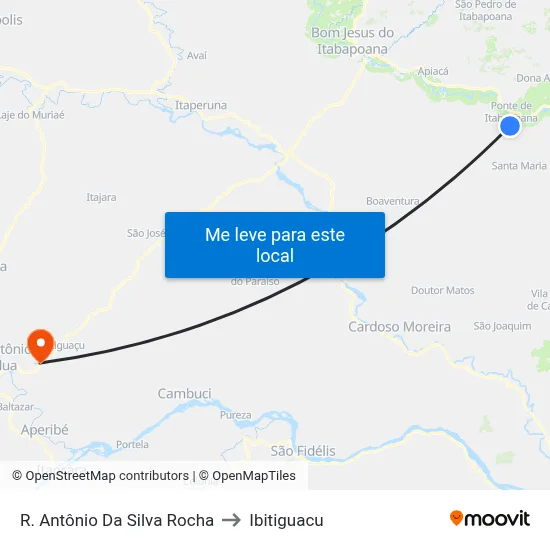 R. Antônio Da Silva Rocha to Ibitiguacu map
