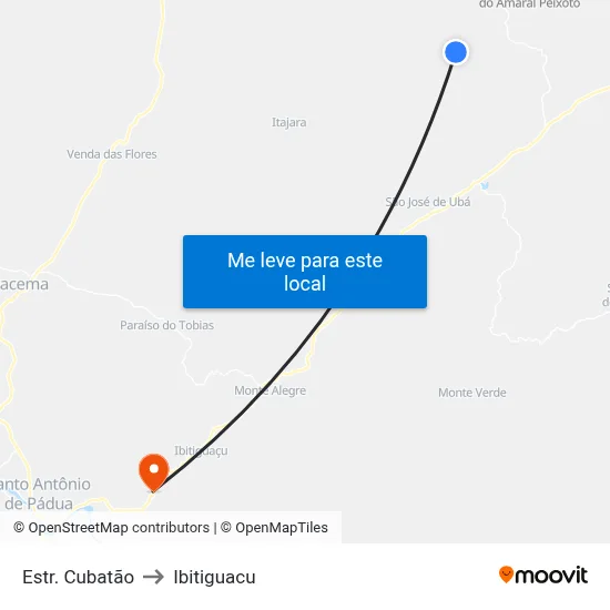 Estr. Cubatão to Ibitiguacu map