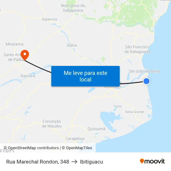 Rua Marechal Rondon, 348 to Ibitiguacu map