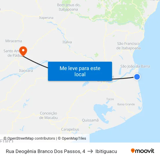 Rua Deogênia Branco Dos Passos, 4 to Ibitiguacu map