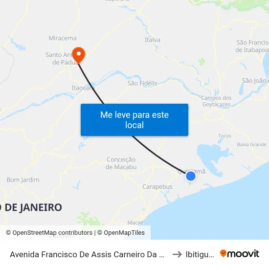 Avenida Francisco De Assis Carneiro Da Silva, 1184 to Ibitiguacu map