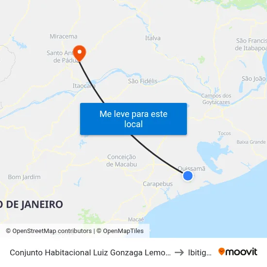 Conjunto Habitacional Luiz Gonzaga Lemos (Sentido Bairro) to Ibitiguacu map