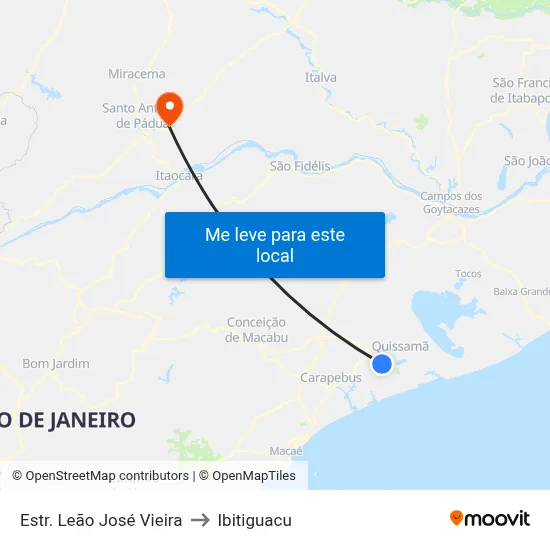 Estr. Leão José Vieira to Ibitiguacu map