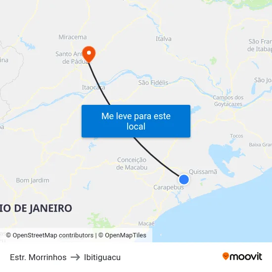 Estr. Morrinhos to Ibitiguacu map
