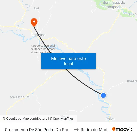 Cruzamento De São Pedro Do Paraíso to Retiro do Muriaé map
