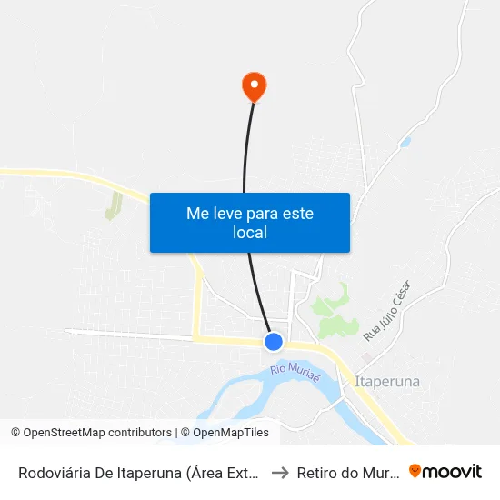 Rodoviária De Itaperuna (Área Externa) to Retiro do Muriaé map