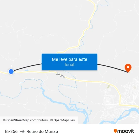 Br-356 to Retiro do Muriaé map