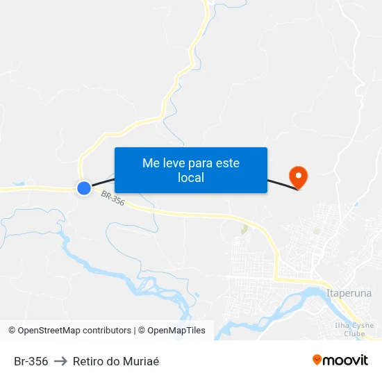 Br-356 to Retiro do Muriaé map