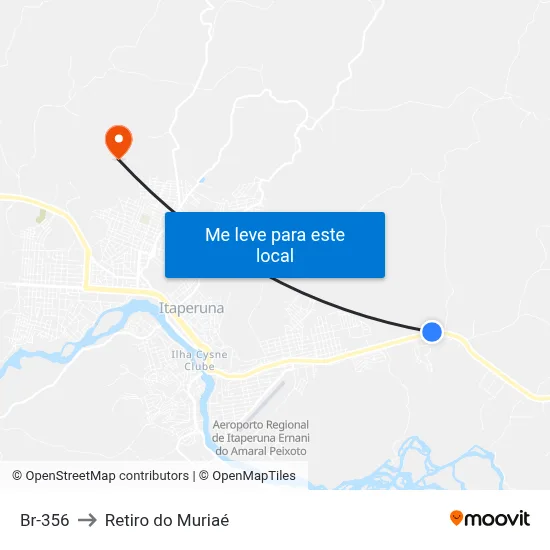 Br-356 to Retiro do Muriaé map
