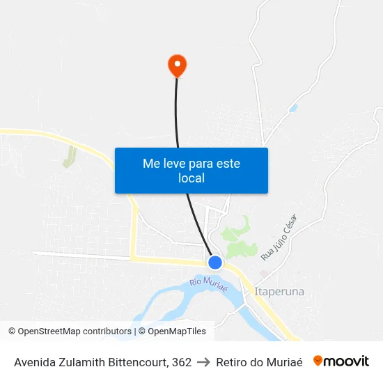 Avenida Zulamith Bittencourt, 362 to Retiro do Muriaé map