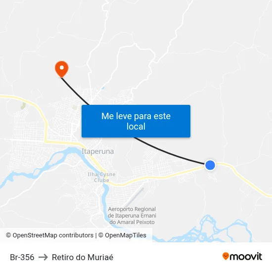 Br-356 to Retiro do Muriaé map