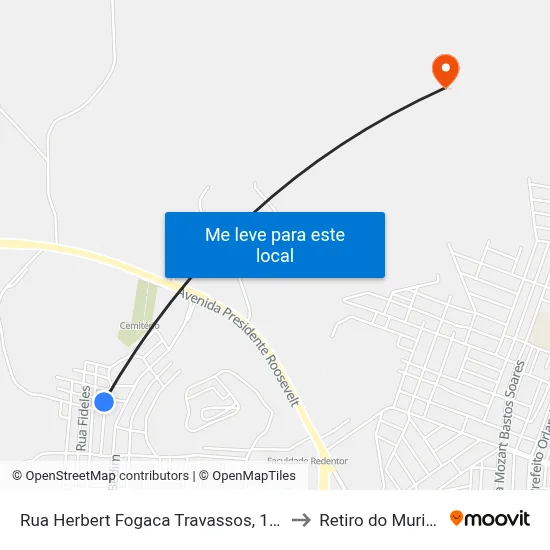 Rua Herbert Fogaca Travassos, 168 to Retiro do Muriaé map