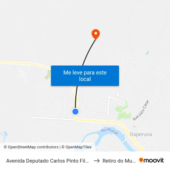 Avenida Deputado Carlos Pinto Filho, 161 to Retiro do Muriaé map