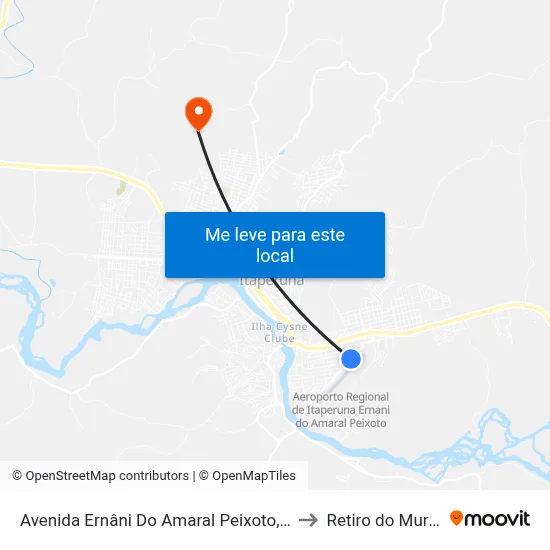 Avenida Ernâni Do Amaral Peixoto, 822 to Retiro do Muriaé map