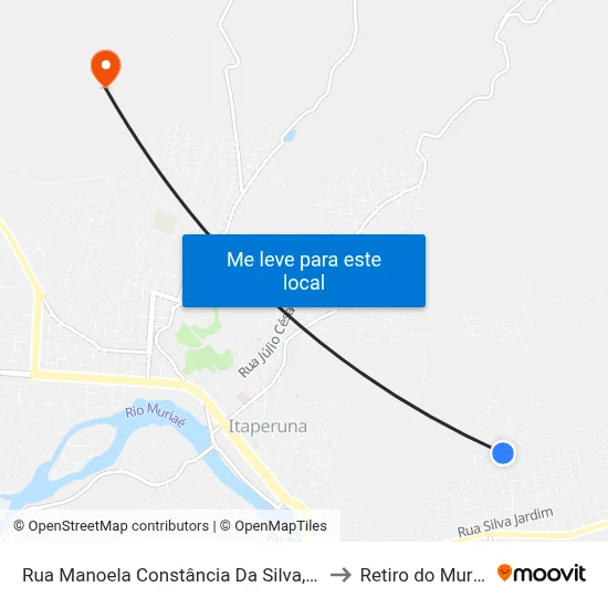 Rua Manoela Constância Da Silva, 140 to Retiro do Muriaé map