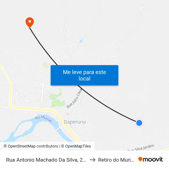 Rua Antonio Machado Da Silva, 246 to Retiro do Muriaé map