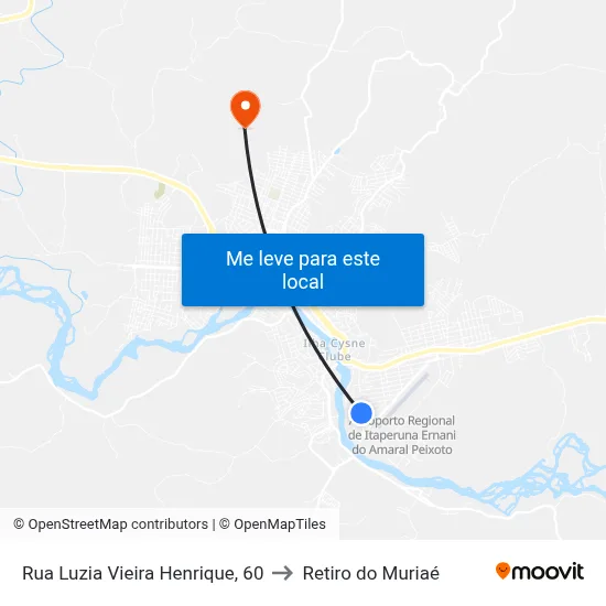 Rua Luzia Vieira Henrique, 60 to Retiro do Muriaé map