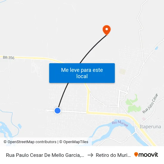 Rua Paulo Cesar De Mello Garcia, 31 to Retiro do Muriaé map