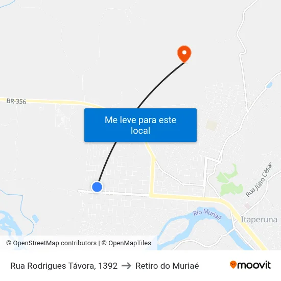 Rua Rodrigues Távora, 1392 to Retiro do Muriaé map
