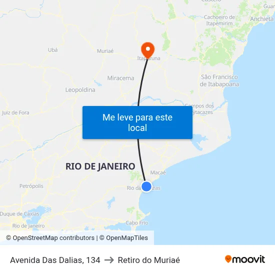 Avenida Das Dalias, 134 to Retiro do Muriaé map
