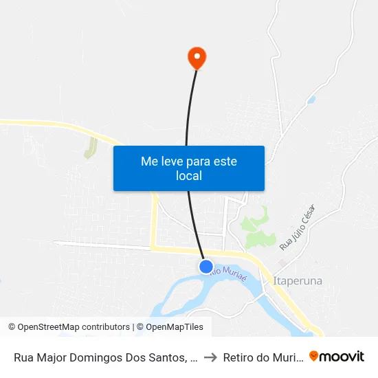 Rua Major Domingos Dos Santos, 203 to Retiro do Muriaé map