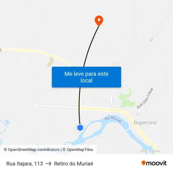 Rua Itajara, 113 to Retiro do Muriaé map