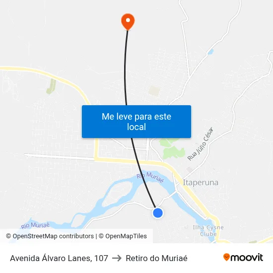 Avenida Álvaro Lanes, 107 to Retiro do Muriaé map