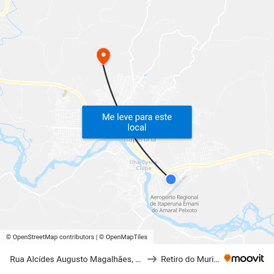 Rua Alcídes Augusto Magalhães, 416 to Retiro do Muriaé map