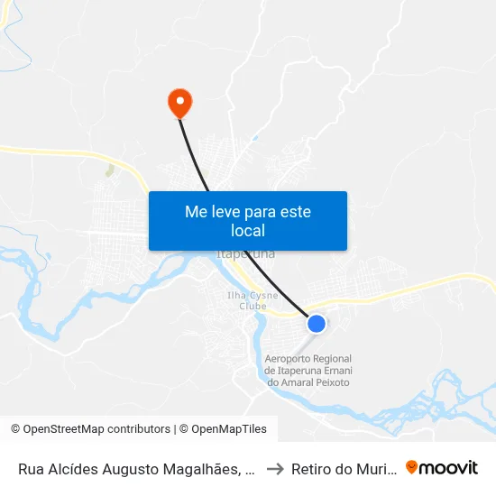 Rua Alcídes Augusto Magalhães, 664 to Retiro do Muriaé map