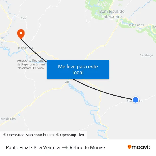 Ponto Final - Boa Ventura to Retiro do Muriaé map