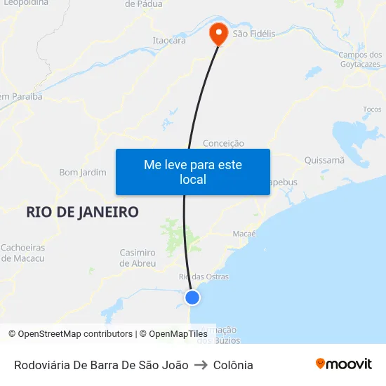 Rodoviária De Barra De São João to Colônia map