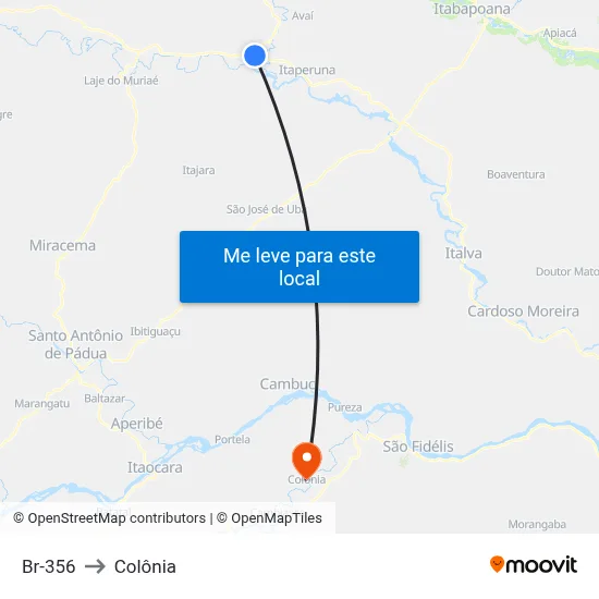 Br-356 to Colônia map