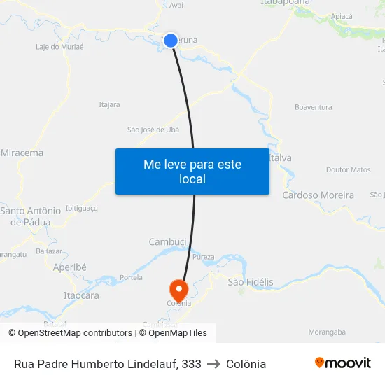 Rua Padre Humberto Lindelauf, 333 to Colônia map